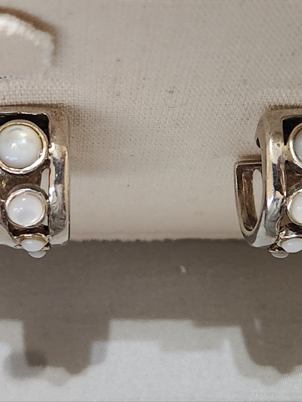 Barse Chunky 925 Sterling Silver Mother of Pearl Modernist Wide Hoop Earrings - Picture 8 of 13